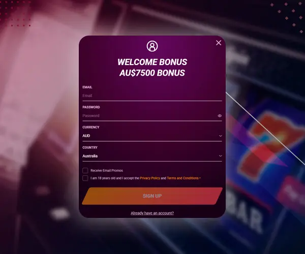 Steps for registering at the casino.
