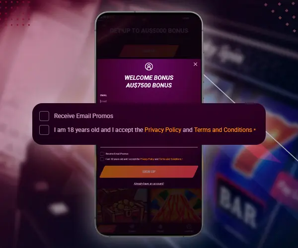 Agree to the casino's terms and conditions.