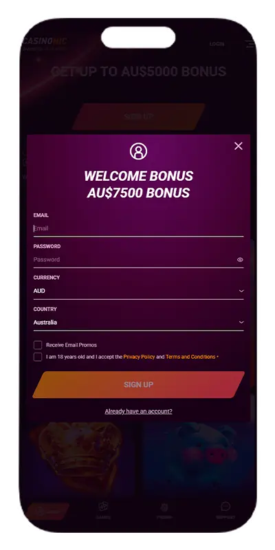 A view of your account registration.