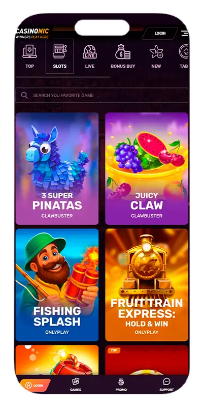 A section featuring a variety of slots.