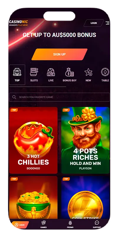 A section featuring the best games.