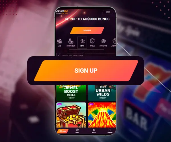 The casino registration button.